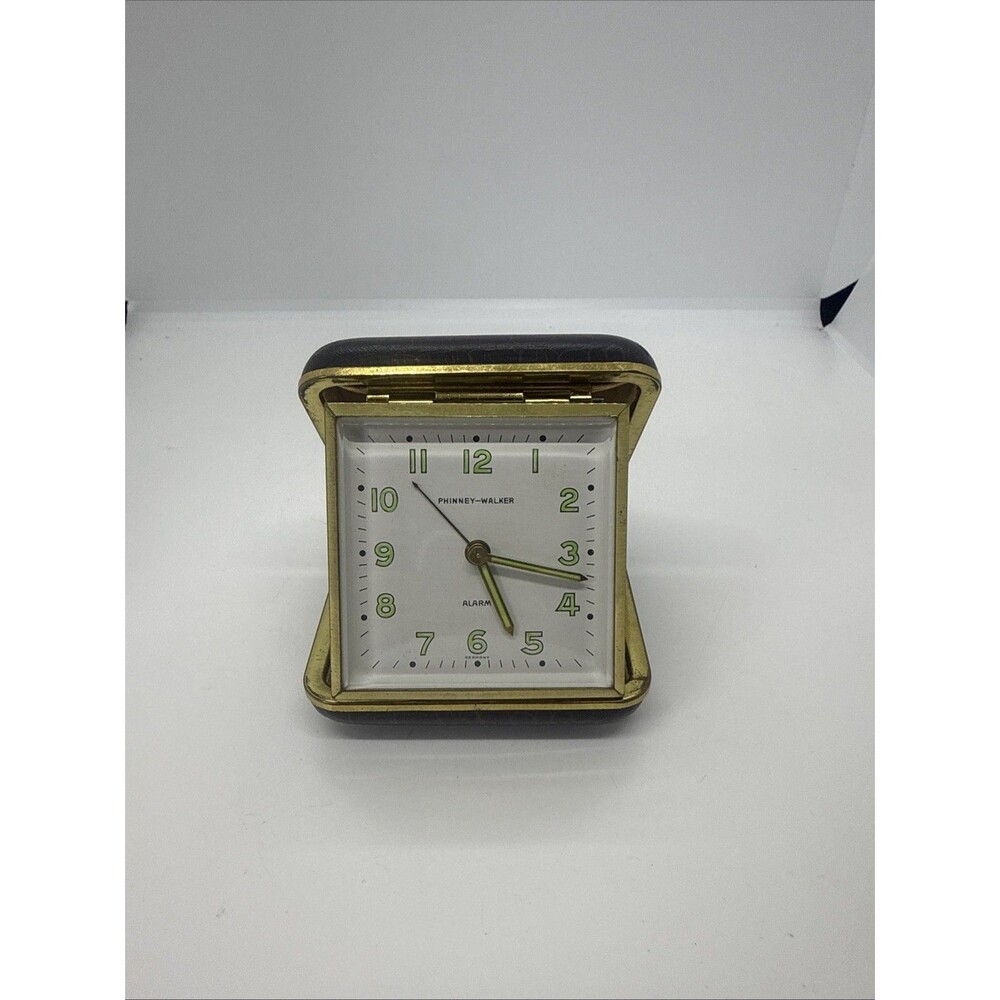 Vintage Phinney-Walker Folding Travel Wind-up Alarm Clock Made In Germany